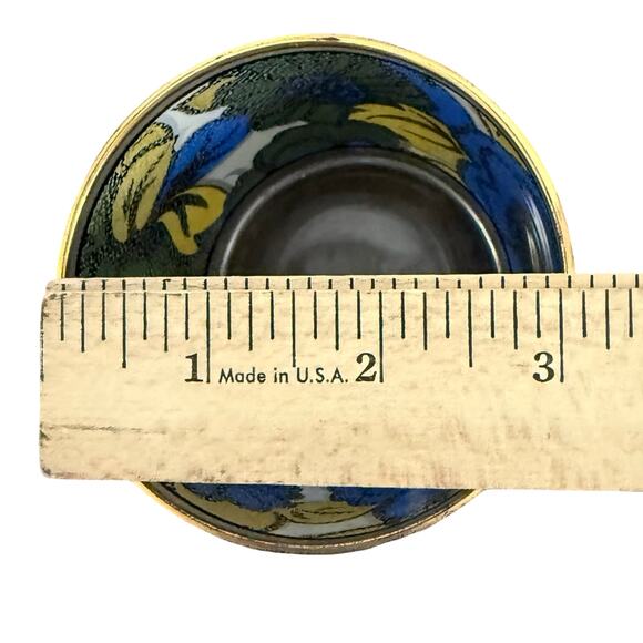 Vintage 1960s CCC Hazel Atlas Blue Yellow Floral Faux Stained Glass Set of 5 - Picture 5 of 16